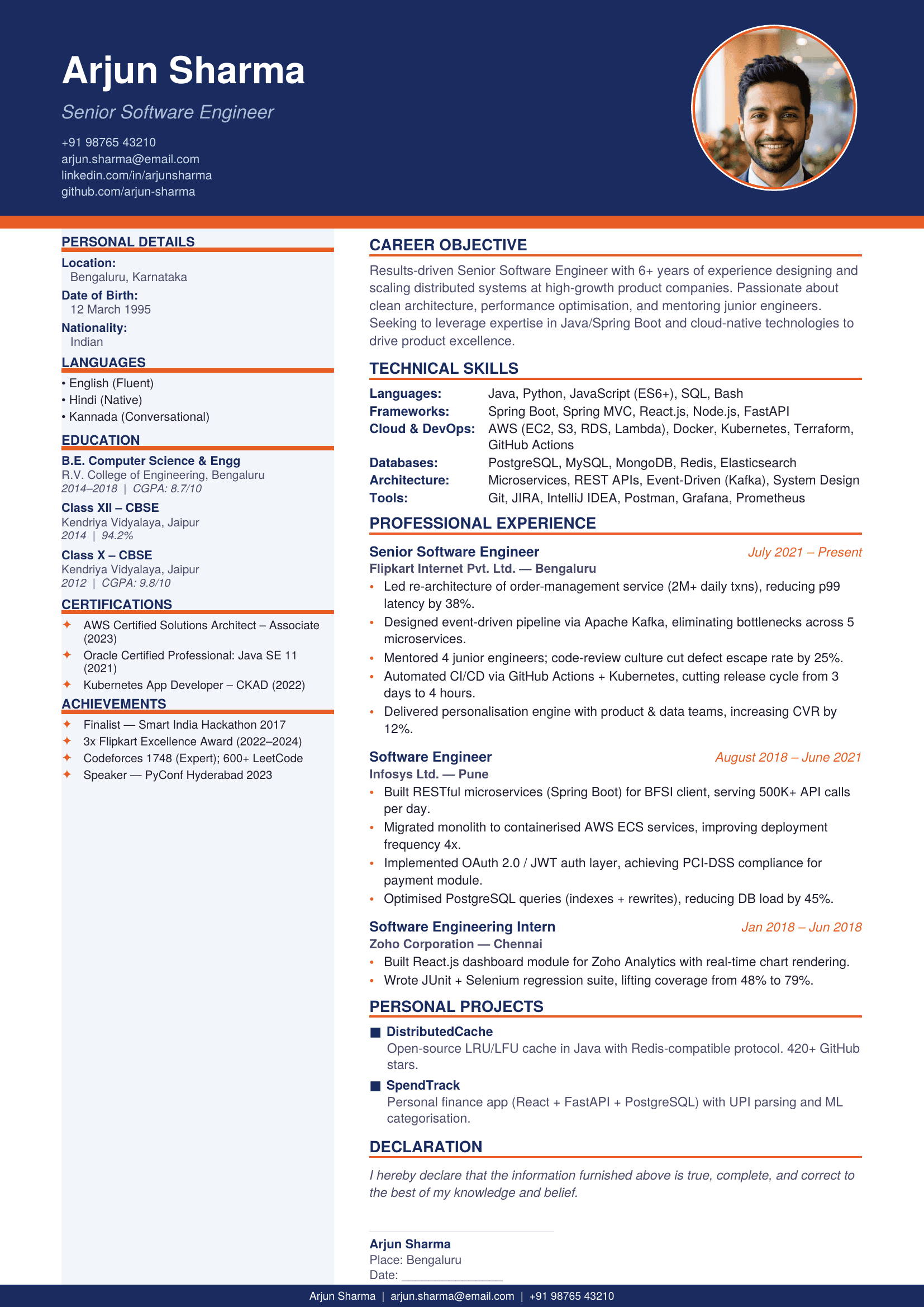 Traditional South Asian CV