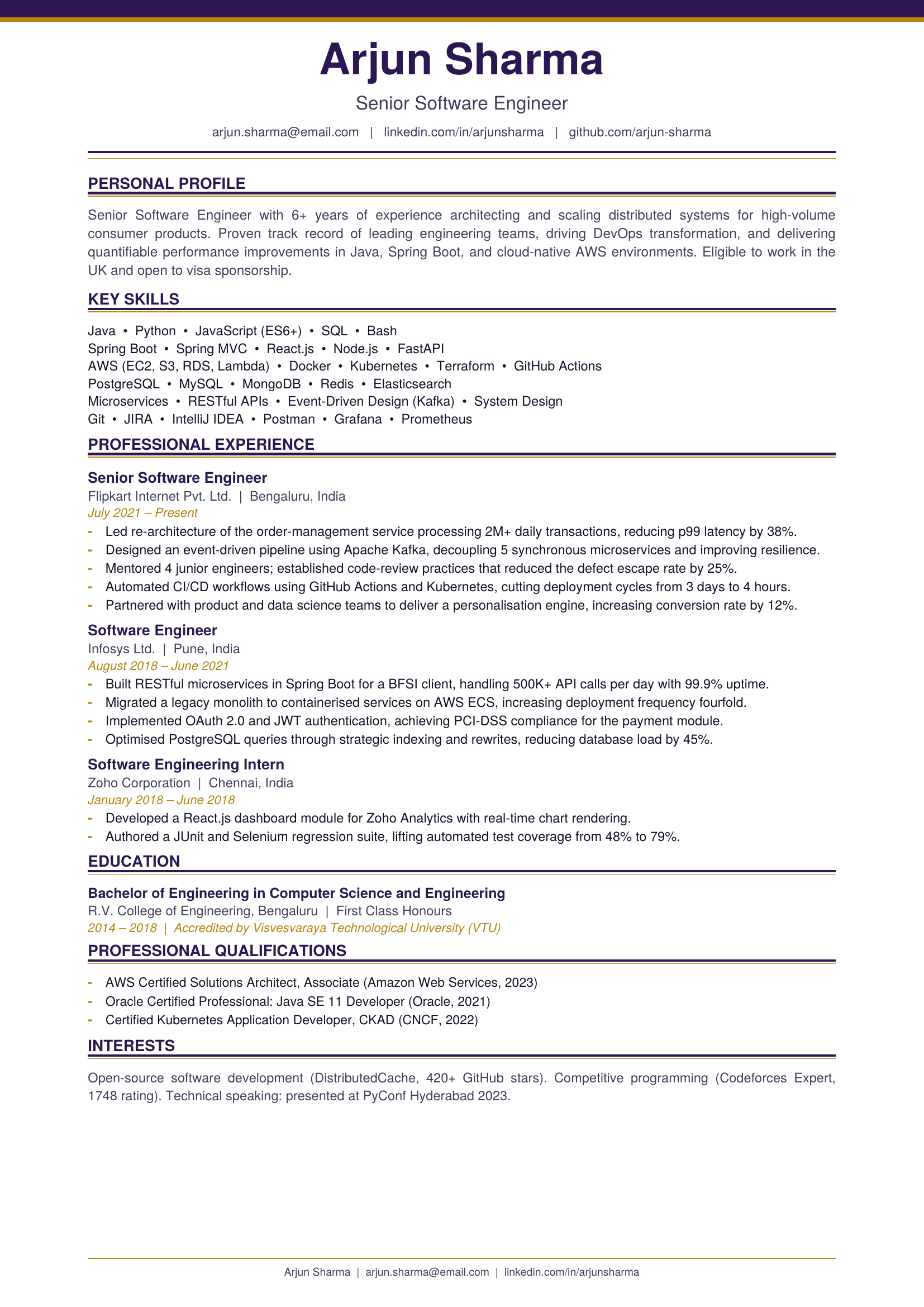 UK-format CV